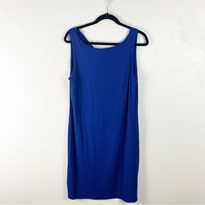 EILEEN FISHER Royal Blue Sleeveless Back Draped Dress, Size Medium